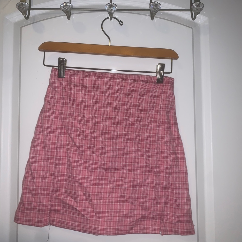 Pink plaid mini skirt from brandy melville